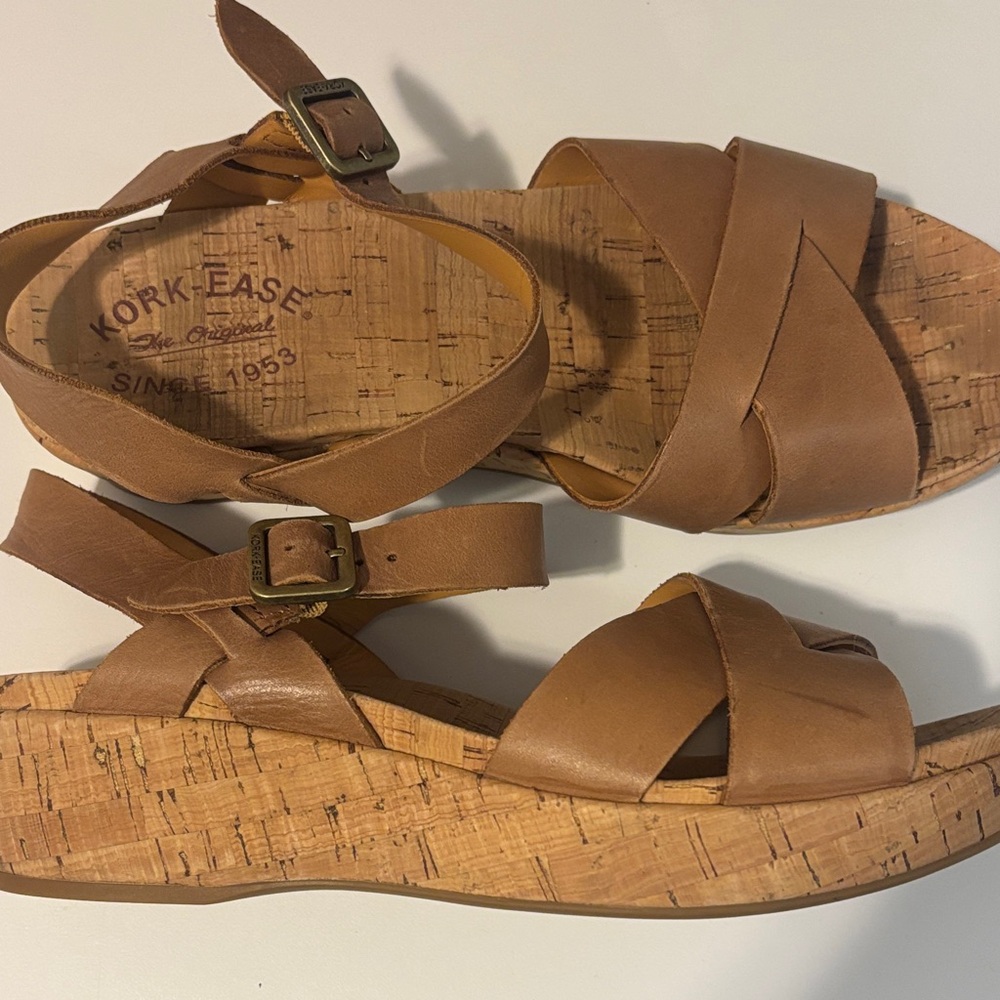 Kork-Ease Women’s Tan Cork Wedge Sandals - Picture 2 of 6
